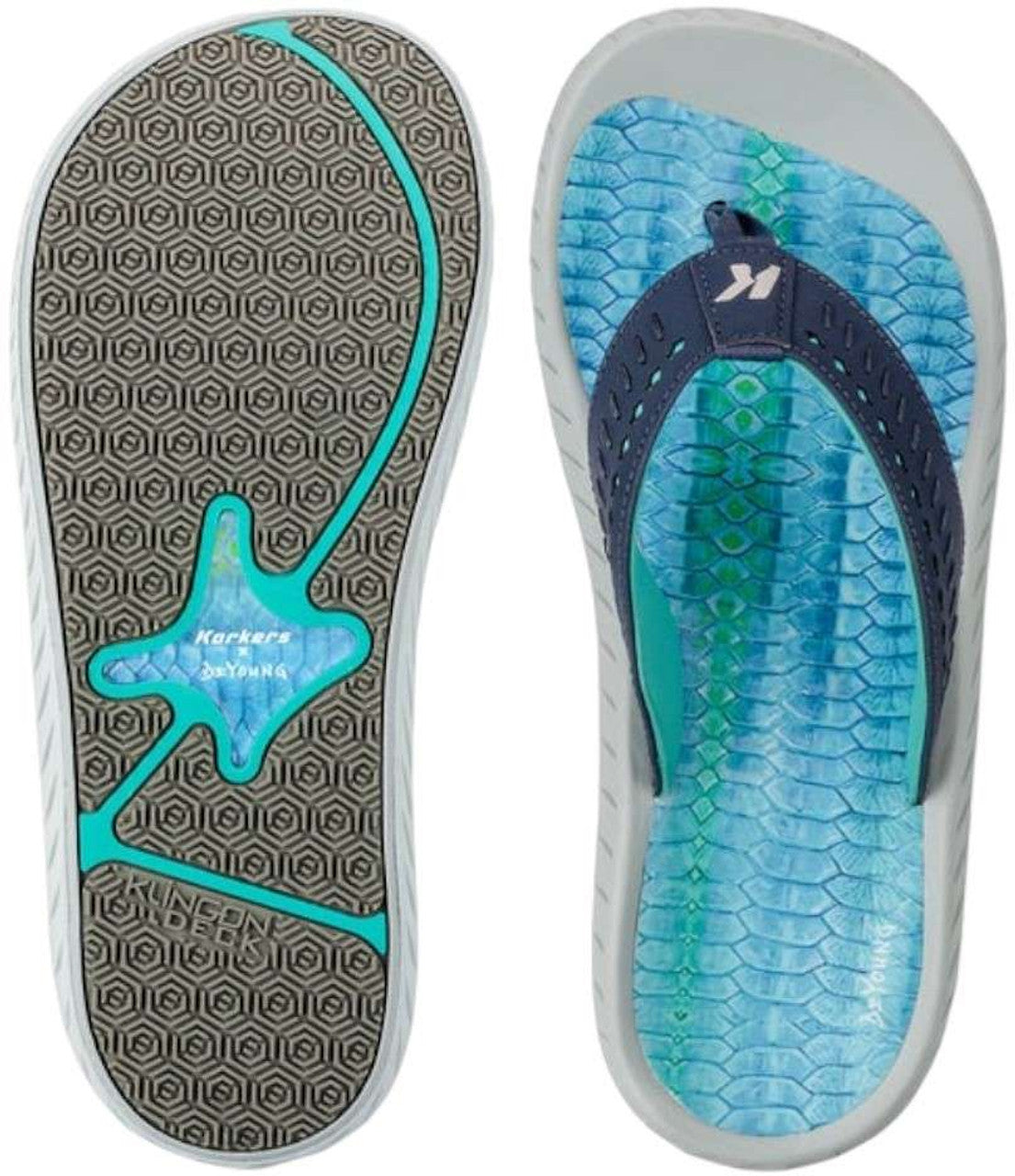 Korkers Tarpon Fish Flips non-slip fishing sandals ideal for wet wading and boat trips
