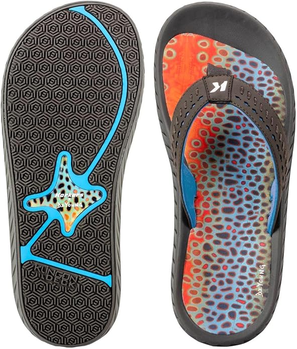 Korkers Fish Flips Brown Trout Styling by De Young non-slip fishing sandals ideal for wet wading and boat trips