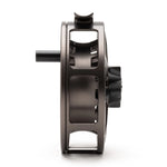 A side-view of the Lamson Guru E fly reel by Angles Sports