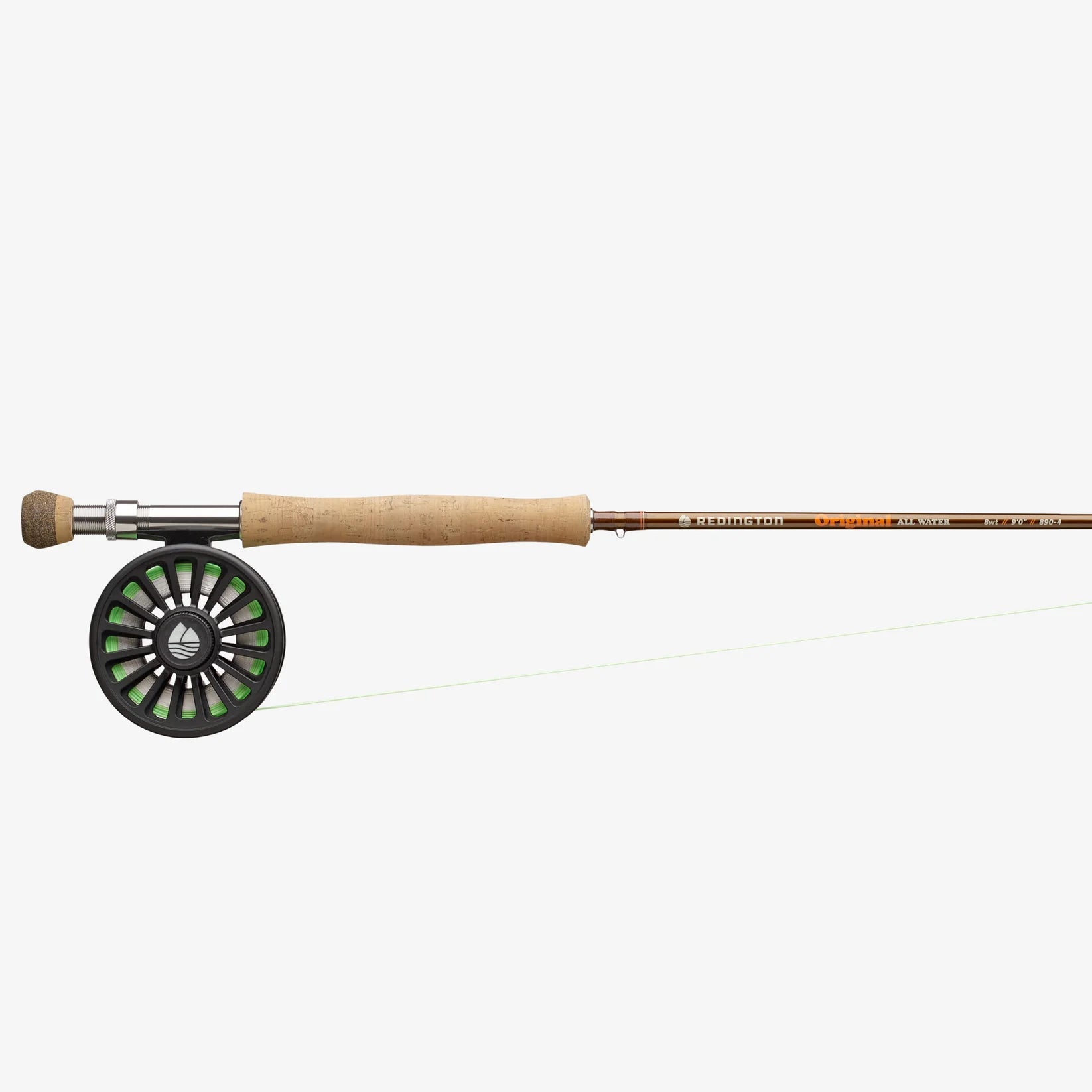 Fishing rod and reel set on a white background