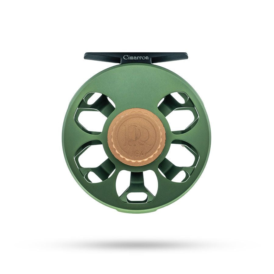 Ross Reels Cimarron Fly Reel close-up front view Matte Olive